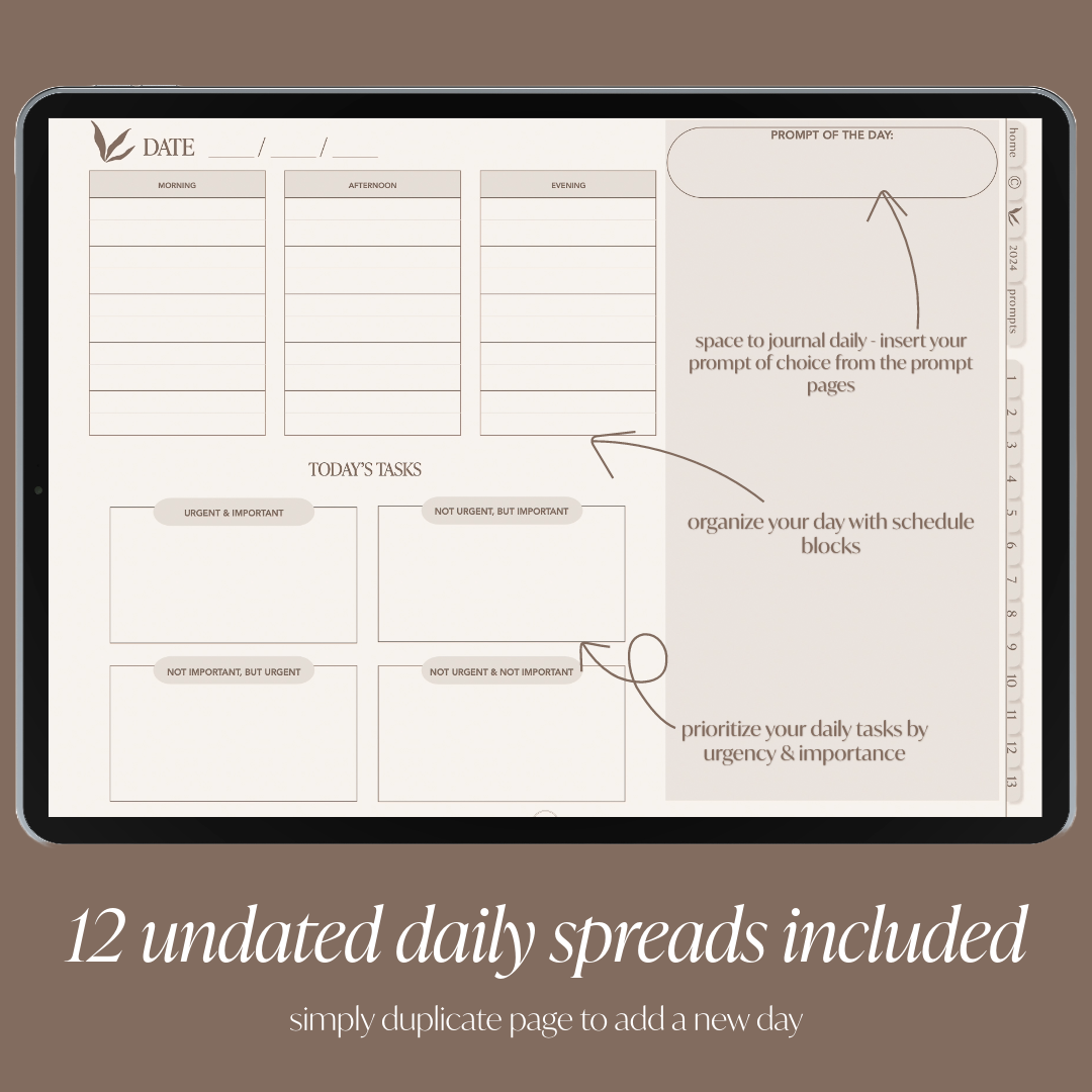 Undated 2024 Planner by The Arkive | Digital Planner for Goodnotes & Notability on iPads | Monthly, Weekly, & Daily Pages